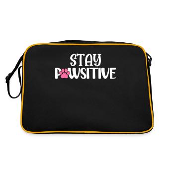 Stay Pawsitive Funny Dog Canine Puppies Animal - Retro Bag - black/gold - Back