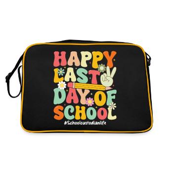 Joyeux dernier jour d’école drôle concierge - Sac Retro - noir/or - Dos