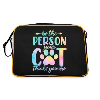 Seien Sie die Person, für die Ihr Hund Sie hält Katzen-Batikfarbe - Retro Tasche - Schwarz/Gold - Hinten