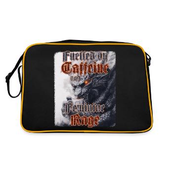 Caffeine Dragon Feminine Rage Coffee Fun Feminism - Retro Bag - black/gold - Back