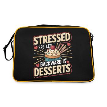 Stressed Spelled Backward Is Desserts Food Lover - Retro Bag - black/gold - Back
