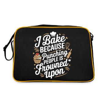 I Bake Because Punching People Is Frowned Upon - Retro Bag - black/gold - Back