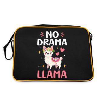 Kein Drama Lama Lustiges Lama Drama Free Zone Alpaka - Retro Tasche - Schwarz/Gold - Hinten