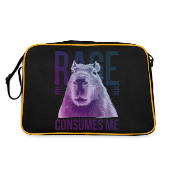 Rage Consumes Me Funny Capybara Silly Humor - Retro Bag - black/gold - Back