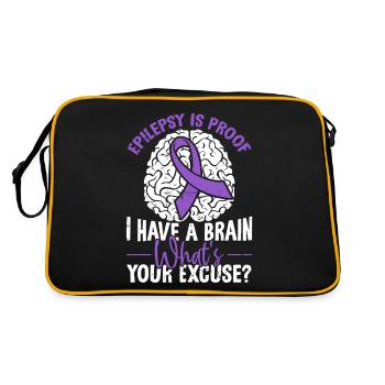 Epilepsy Is Proof I Have A Brain Purple Ribbon - Retro Bag - black/gold - Back