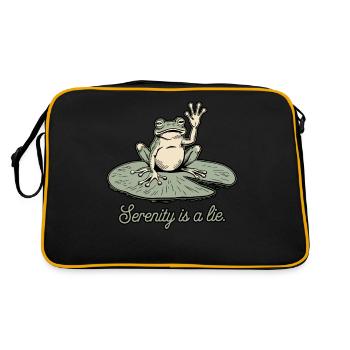 Lustiger Frosch Serenity ist ein Lügenhumor Lily Pad Design - Retro Tasche - Schwarz/Gold - Hinten