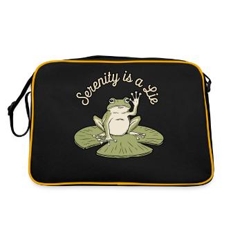 Lustiger Frosch Gelassenheit ist eine Lüge Humor Lily Pad - Retro Tasche - Schwarz/Gold - Hinten