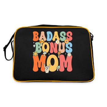 Badass Bonus Maman Boho Fleur Drôle Belle-mère Mère - Sac Retro - noir/or - Dos