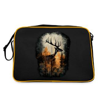 Deer Skeleton Forest Gothic Fantasy Surreal Tree - Retro Bag - black/gold - Back
