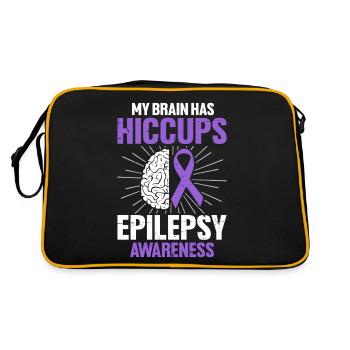 Mein Gehirn Hat Schluckauf Lila Band Lustige Epilepsie - Retro Tasche - Schwarz/Gold - Hinten