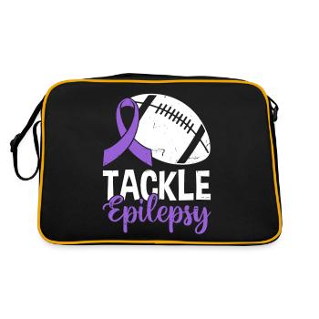 Tackle Epilepsie Volleyball Lila Band Nervös - Retro Tasche - Schwarz/Gold - Hinten
