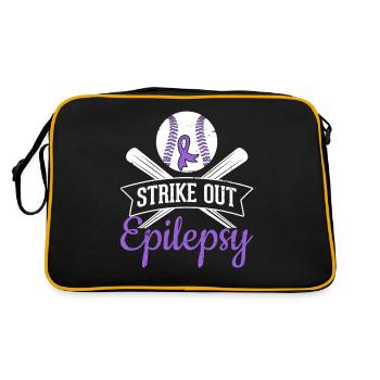Strike Out Epilepsie Lila Band Lustiger Baseball - Retro Tasche - Schwarz/Gold - Hinten