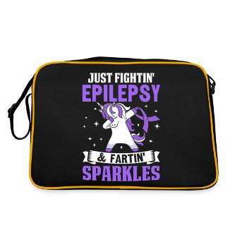 Furzen Funkelt Lustige Epilepsie Lila Band - Retro Tasche - Schwarz/Gold - Hinten