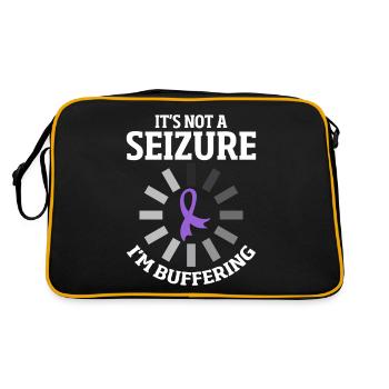 It's Not A Seizure I'm Buffering Purple Ribbon - Retro Bag - black/gold - Back