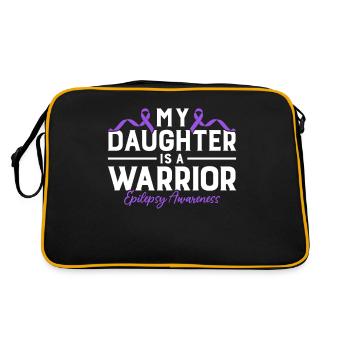 Meine Tochter ist eine Kriegerin Lila Band Epilepsie - Retro Tasche - Schwarz/Gold - Hinten