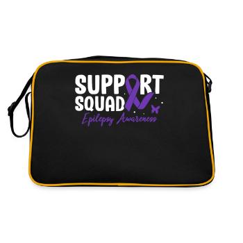 Support Squad Epilepsie-Bewusstsein Lila Band - Retro Tasche - Schwarz/Gold - Hinten