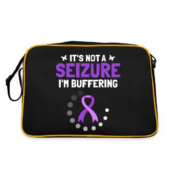 It's Not A Seizure I'm Buffering Purple Ribbon - Retro Bag - black/gold - Back