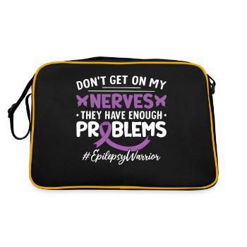 Don't Get On My Nerves Purple Ribbon Epilepsy - Retro Bag - black/gold - Back