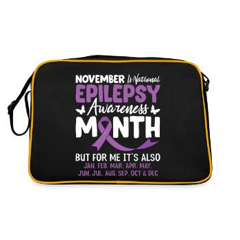 Epilepsy Awareness Purple Ribbon Nervous System - Retro Bag - black/gold - Back