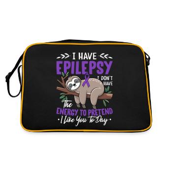 I Have Epilepsy Purple Ribbon Nervous System - Retro Bag - black/gold - Back