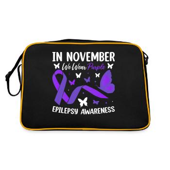 Im November tragen wir Purple Epilepsy Awareness - Retro Tasche - Schwarz/Gold - Hinten
