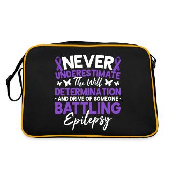 Never Underestimate The Will Purple Ribbon - Retro Bag - black/gold - Back