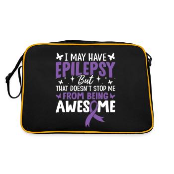 I May Have Epilepsy Purple Ribbon Nervous System - Retro Bag - black/gold - Back