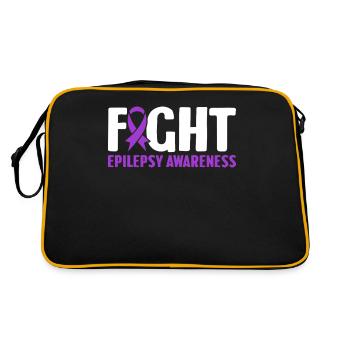 Fight Nervous System Disorder Purple Ribbon - Retro Bag - black/gold - Back