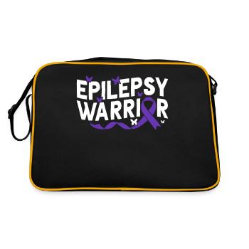 Epilepsie Krieger Nervensystem Lila Band - Retro Tasche - Schwarz/Gold - Hinten