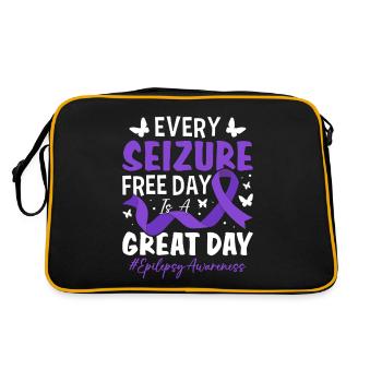 Every Seizure Free Day Purple Ribbon Epilepsy - Retro Bag - black/gold - Back