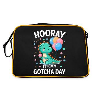 Hooray Its My Gotcha Day Foster Care Funny - Retro Bag - black/gold - Back
