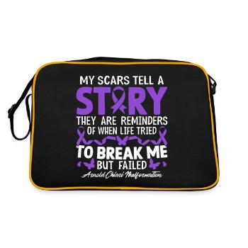 Meine Narben erzählen eine Geschichte Purple Ribbon ACM Chiari - Retro Tasche - Schwarz/Gold - Hinten