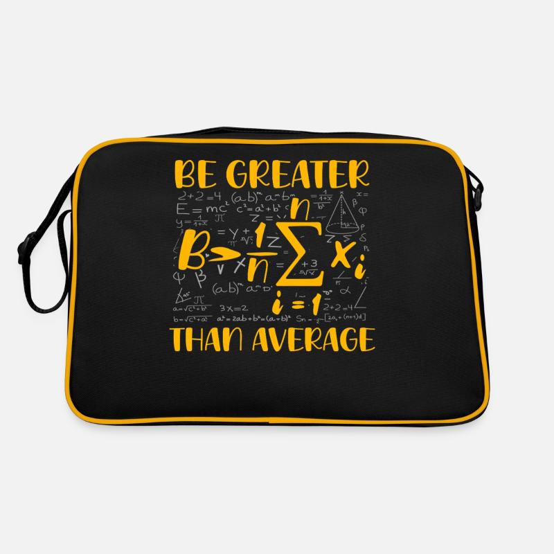 Mathe-Wortspiel – Sei größer als der Durchschnitt - Retro Tasche - Schwarz/Gold