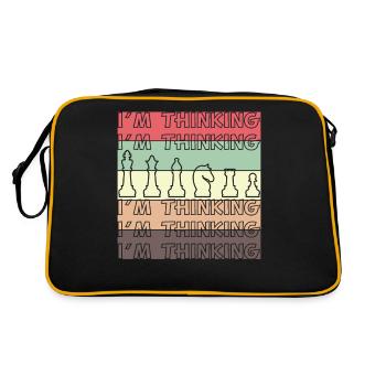 Schachhumor – Ich denke nach - Retro Tasche - Schwarz/Gold - Hinten