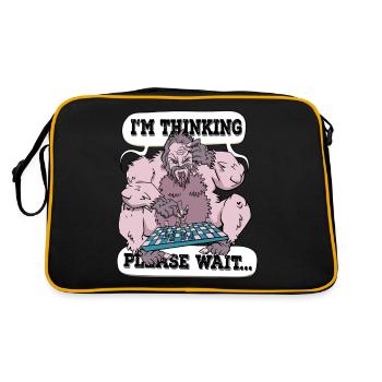 Ich denke, bitte warte Schach - Retro Tasche - Schwarz/Gold - Hinten