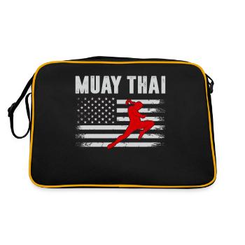 Muay Thai USA Thai Boxen Kunst der acht Gliedmaßen Muay - Retro Tasche - Schwarz/Gold - Hinten