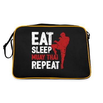 Essen Schlaf Muay Thai Wiederholung Thai Boxen Kunst von - Retro Tasche - Schwarz/Gold - Hinten