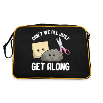 Können wir nicht alle miteinander auskommen Lustige Spiele Rock - Retro Tasche - Schwarz/Gold - Hinten