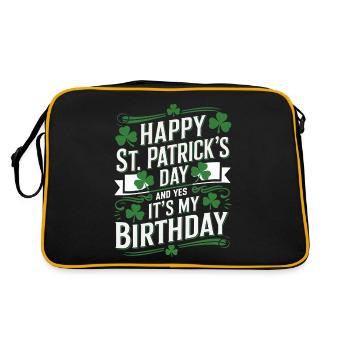 St. Patrick’s Day Birthday Cake Shamrock Men Women - Retro Tasche - Schwarz/Gold - Hinten