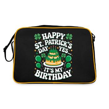 St. Patrick’s Day Birthday Cake Shamrock Men Women - Retro Tasche - Schwarz/Gold - Hinten