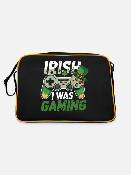 Irish I Was Gaming St Patrick's Day Gamer Men kids - Retro Bag - black/gold - Back