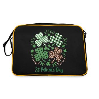 Plaid Leopard Print Shamrock St. Patrick's Day - Retro Tasche - Schwarz/Gold - Hinten