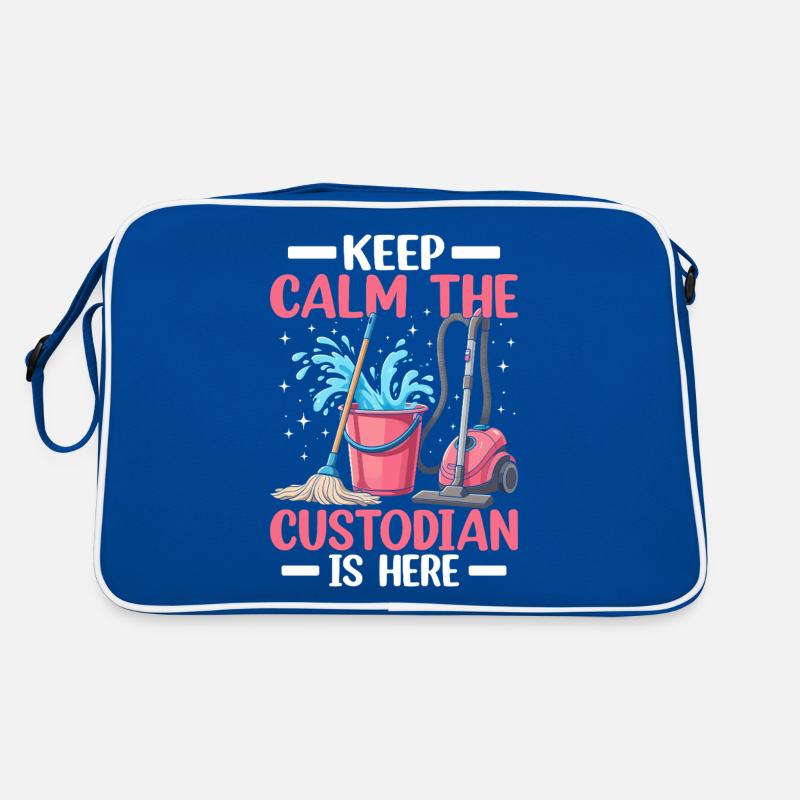 Keep Calm The Custodian Is Here Funny Custodial Retro Bag