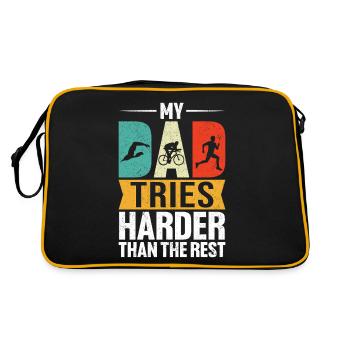 Mon père essaie plus fort Funny Triathlon Dad Retro - Sac Retro - noir/or - Dos