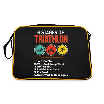 6 Etappen Triathlon Funny Swim Bike Run - Retro Tasche - Schwarz/Gold - Hinten