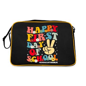 Bon premier jour de gardien d’école drôle - Sac Retro - noir/or - Dos