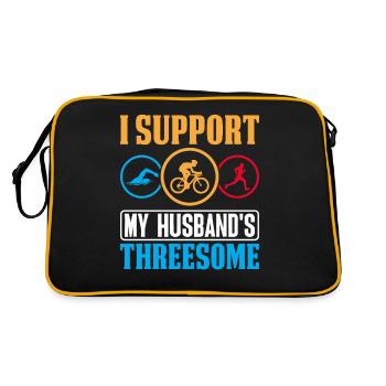 I Support My Husbands Threesome Retro Funny - Retro Bag - black/gold - Back