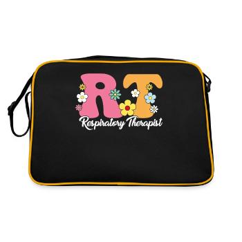 Inhalothérapeute Boho Fleurs Drôle - Sac Retro - noir/or - Dos