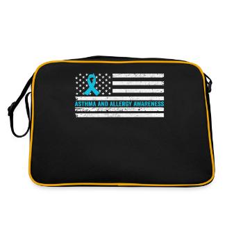 Sensibilisation à l’asthme et aux allergies Drapeau des États-Unis Ruban gris - Sac Retro - noir/or - Dos