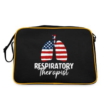 Inhalothérapeute USA Drapeau Santé pulmonaire Drôle - Sac Retro - noir/or - Dos
